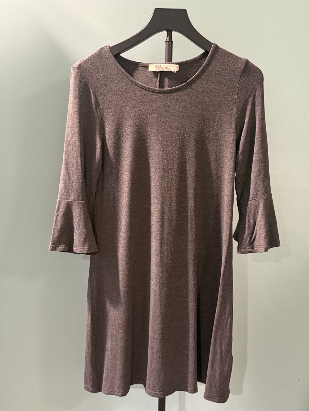 Aryeh Charcoal Gray Long-Sleeve Bell Cuff Dress